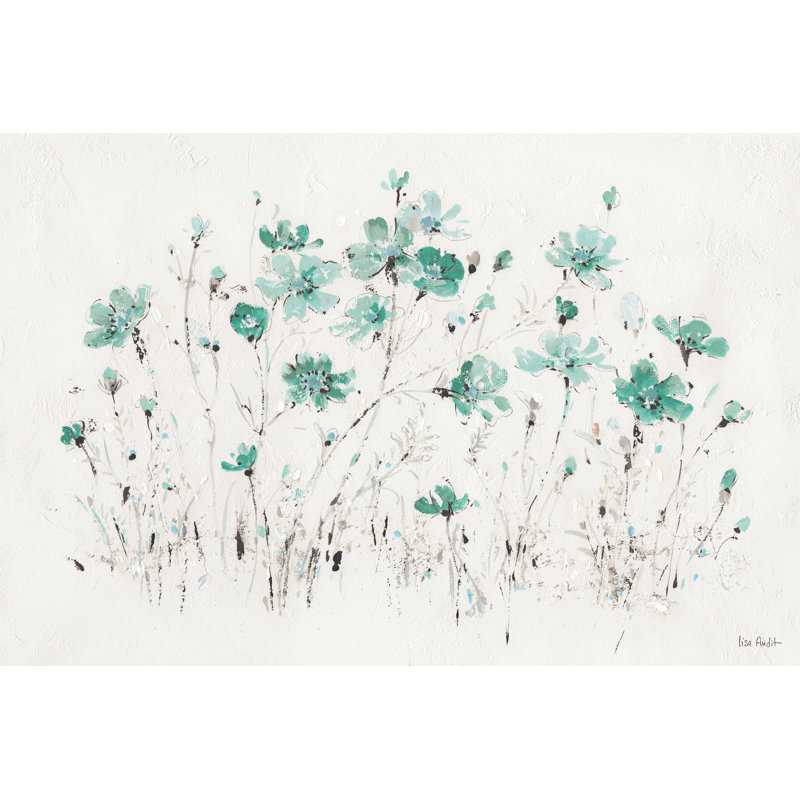 Fleurs sauvages I turquoise, H 12 po x l 18 po
