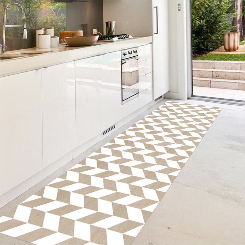 Renee Chevron Vinyl Machine Braided Indoor / Outdoor Area Rug, Runner 80 x 300 cm