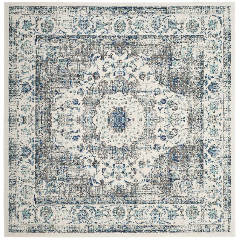 Tapis oriental ivoire / gris Farnborough, Carré 9 pi