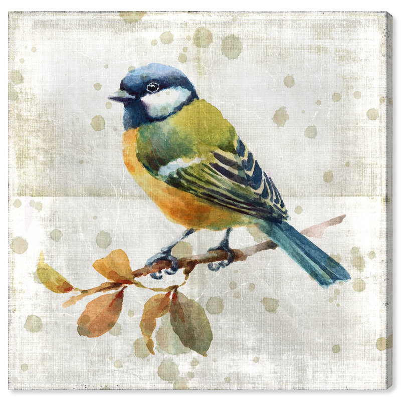 " Blue Bird " Painting Print, Wrapped Canvas, 24'' H x 24'' W