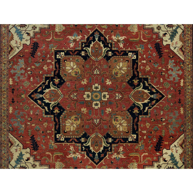 Tapis oriental en laine noué à la main 10 po x 14 pi Bruschetta