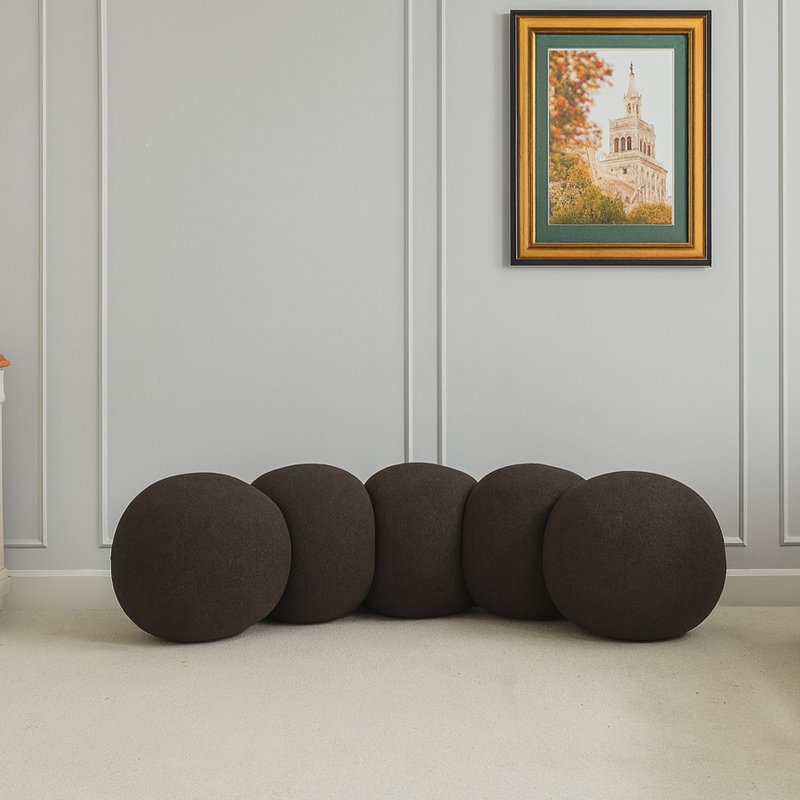 Apollo Boucle Fabric Bench, 18" H x 74.50" W x 38.50" D, Brown Boucle Fabric