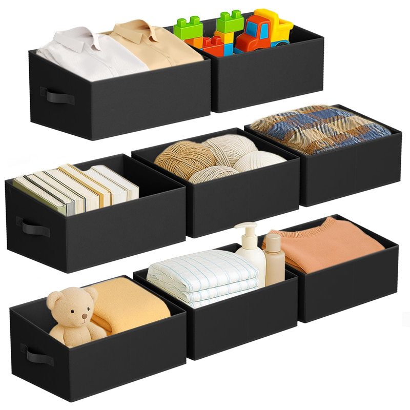 Fabric Storage Bins 8 Pack - Trapezoid Shelf Organizer Baskets With Handles, Foldable Closet Organizers For Clothes, Toys, Books, Towels, And Home Organization