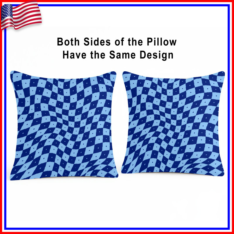 Wavy Checkered Pattern Double Sided Throw Pillows, 20 x 20 inches