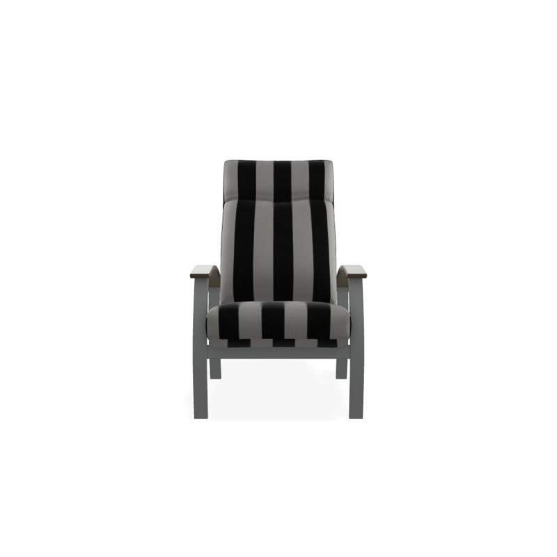Chaise de patio inclinable avec coussins Askar, Cabana classique à rayures noires Sunbrella®, Bois de plage P40