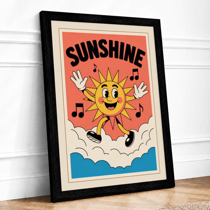 Sunshine Smiles Retro - Framed Print, A2 - 59.4 x 42.0 cm, Black