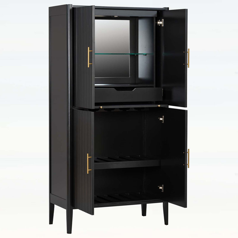 Armoire cannelée moderne pour un rangement élégant, Noir