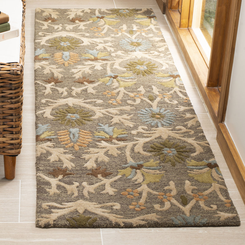 Tapis en laine touffeté à la main Cannen, Tapis de couloir beige