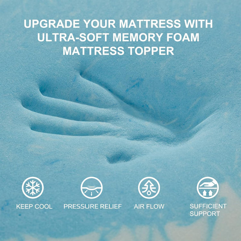 Broadstairs 2 Inch Mattress Topper 5-Zone Memory Foam Mattress Topper, Full