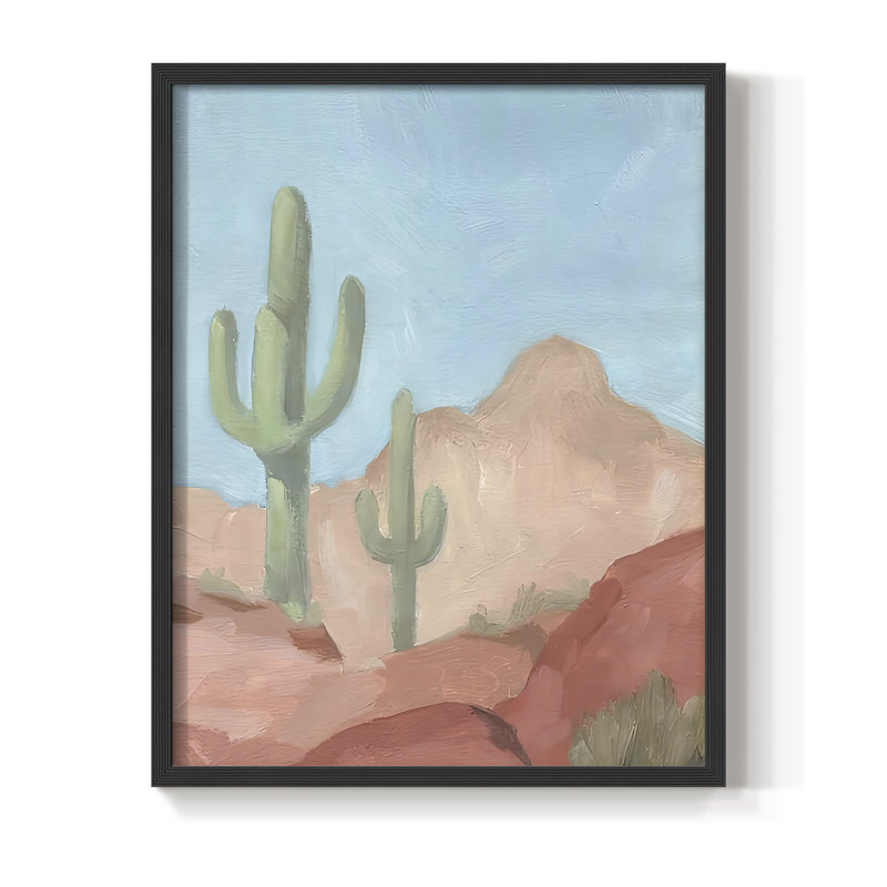 Sunny Saguaro II, reproduction encadrée - bois massif, Noir, noir, noir, noir, H 11 po x l 9 po