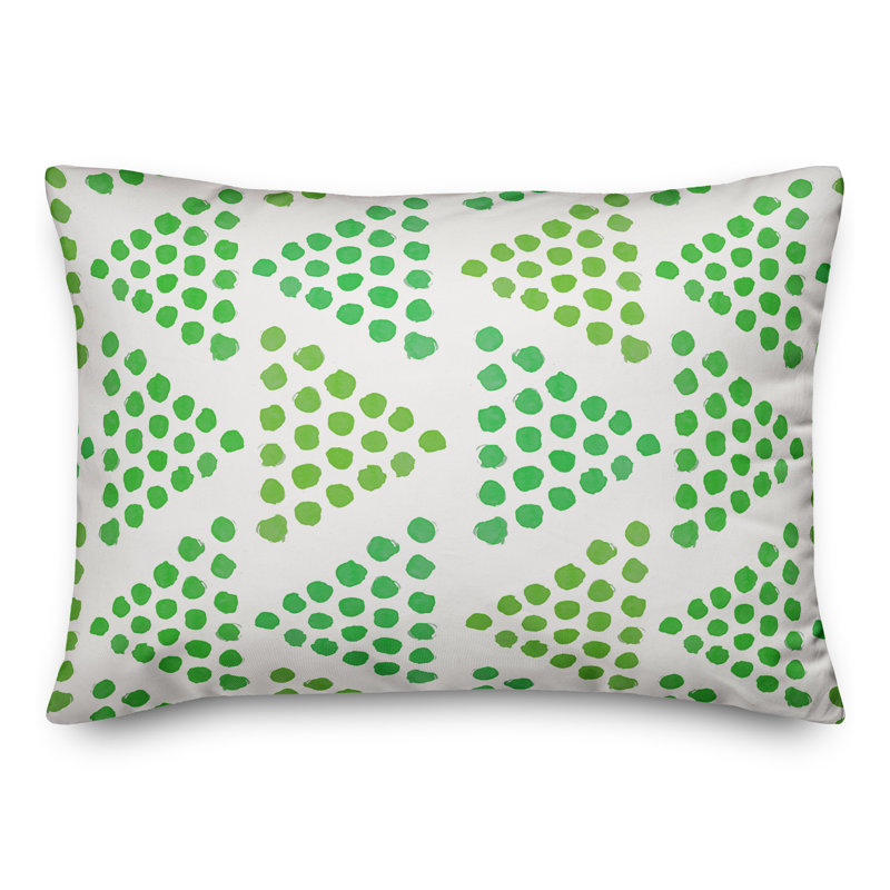  Coussin décoratif intérieur / extérieur en polyester à pois, H 14 po x l 20 po, Vert