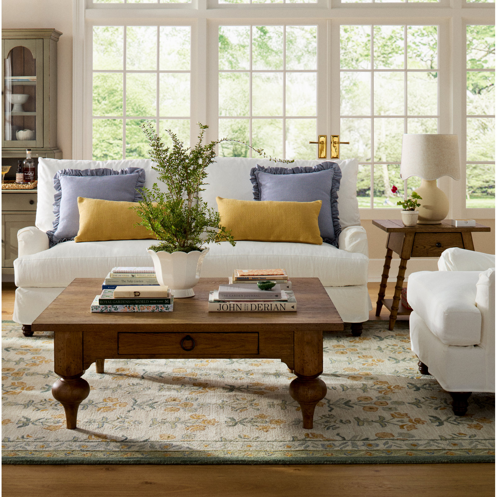 Birch Lane Mini Check Ruffled Accent Pillow, Feather, Blue