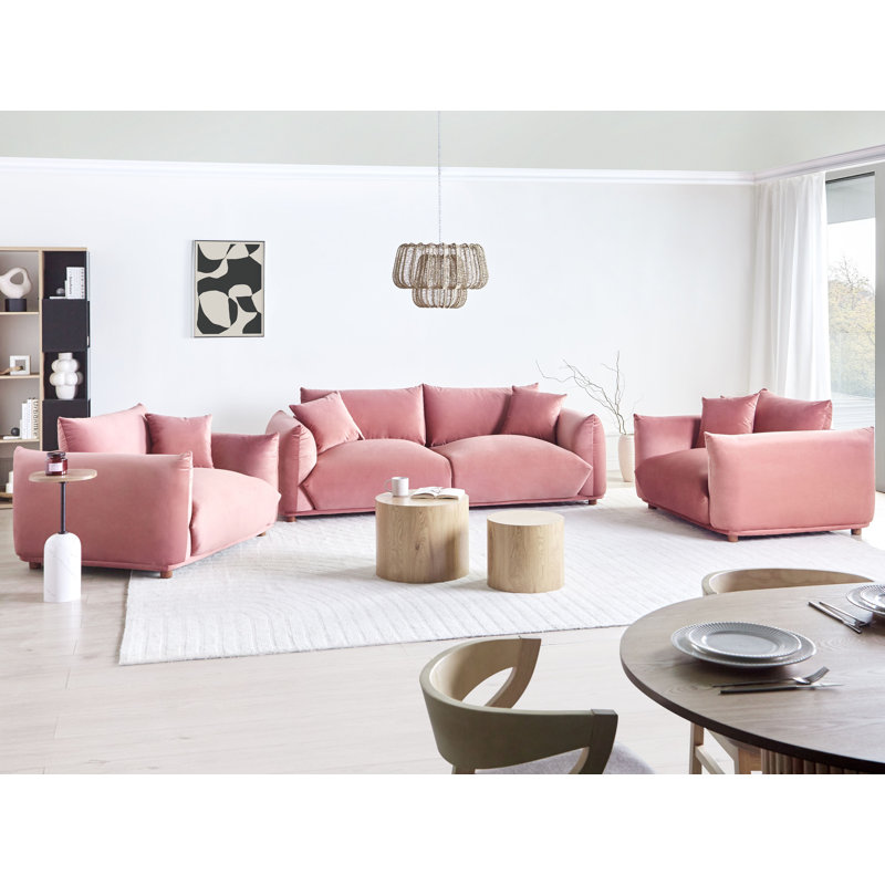 Living Room Set Alexias, Pink Velvet