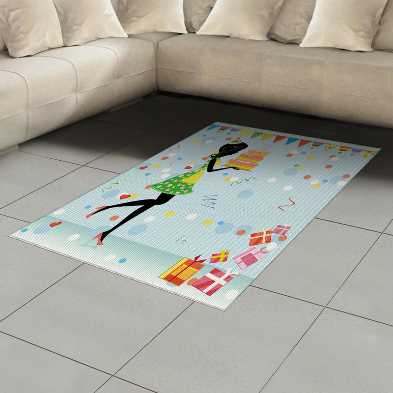 Fun High Density Long Fiber Poly Threads Decorative Area Rug Carpet, Rectangle 2'7" x 5'