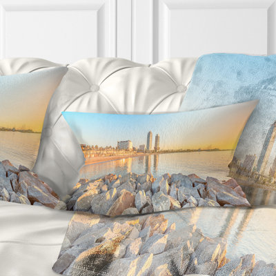 Housse et insert de coussin photo rectangulaire pour plage de la plage de Barcelone à Barcelone