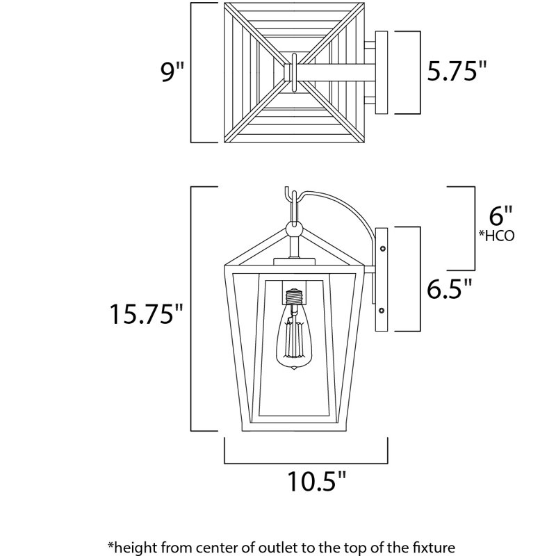 Malia Outdoor Wall Lantern, 15.75" H x 9" W x 10.5" D