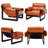 Medieval-Modern Style Lounge Chair – 29.5'' H, Oil-Waxed Leather(Orange)-498058206