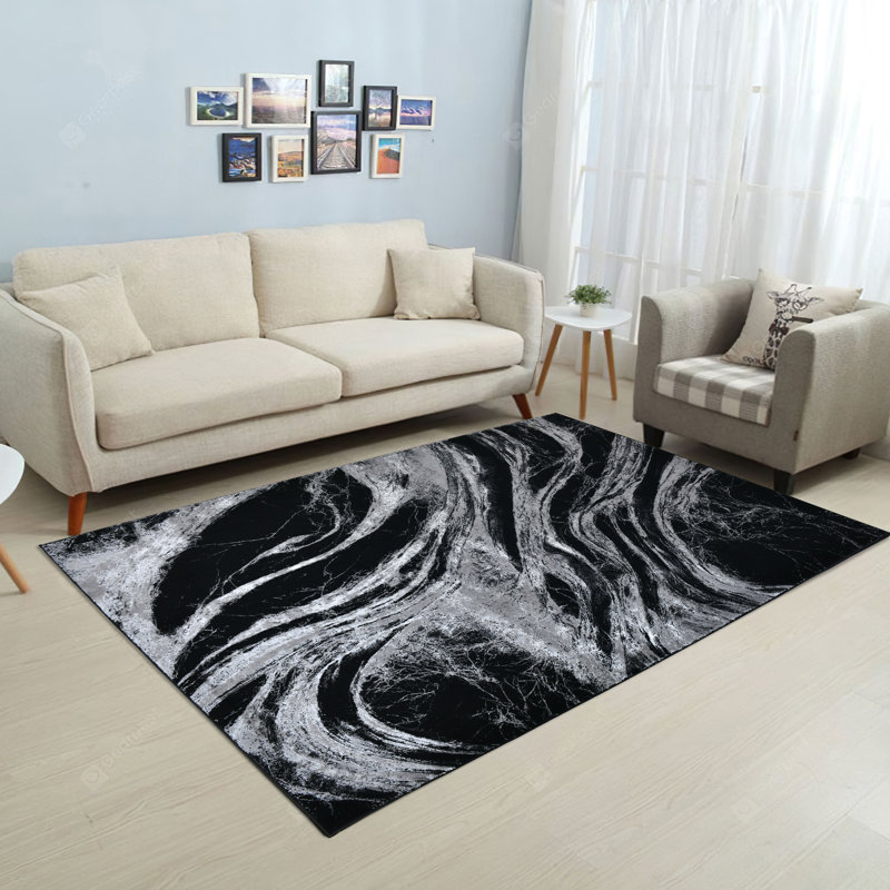 Tapis noir moderne à motif abstrait Selena Collection, 3'11 X 5'3
