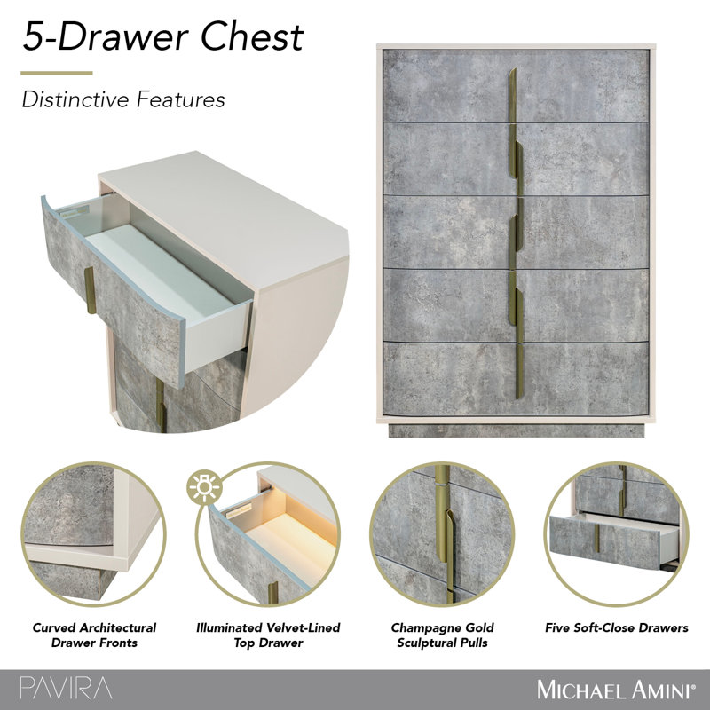 Pavira 5-Drawer Chest - Stone