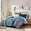 Édredon de style double avec draps - Imprimé à chevrons doux bleu marine