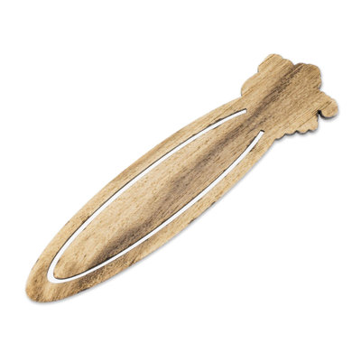 Bahily Tropical Hibiscus Recycled Teakwood Bookmark