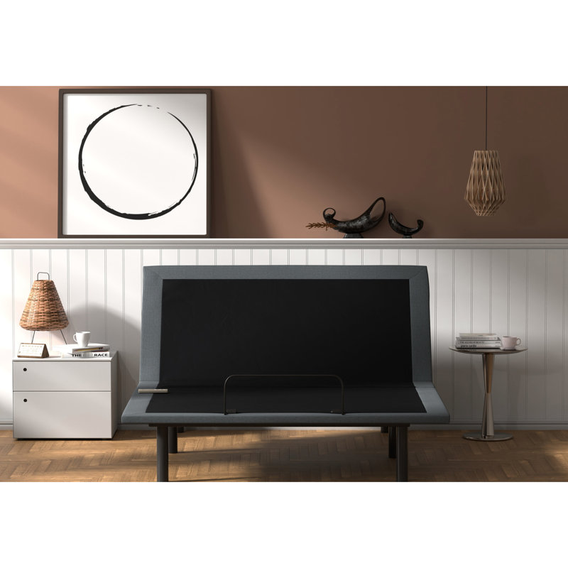 Os4 Black And Grey Adjustable Bed Base For King, Head Foot Adjustable, Wireless Remote, Reinforced Metal Build Technique, Center Folding, Easy Assembly In Grey, & Position Extra Make, Foldable