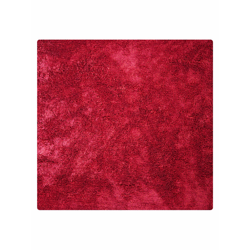 Predmore HAND TUFTED SHAG POLYESTER ECO-FRIENDLY AREA RUGS : Square | Red Color | Solid Design | Area Rugs for living room, Bedroom