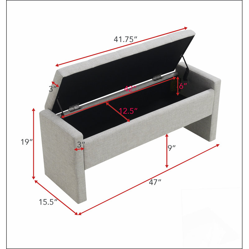 Banc de bout moderne avec rangement, grand tabouret de repose-pieds rembourré, banc de meuble-lavabo pour fenêtre confortable pour salon, chambre à coucher, dortoir, table basse, lumière de lin