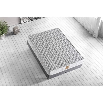 Ultra Firm Mattress with Multi Spring System, 63.0 x 79.0 x 10.2 inches | Knitted Fabric Cover, Solid White Colour | Ideal for Support and Comfort in Any Bedroom | Assembled, Geometric Design