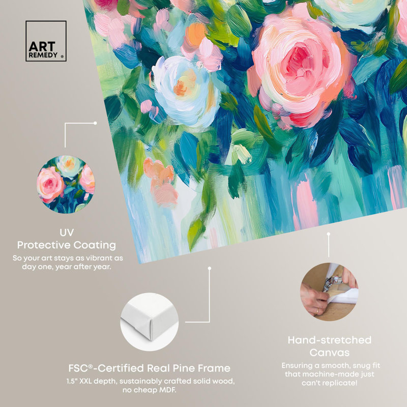 Blossoms of a Pink Dream Canvas Colorful Floral Art by Art Remedy, 30" H x 45" W, Wrapped Canvas