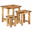 Ensemble de 3 tables d'appoint gigognes couleur bois naturel avec accents noirs