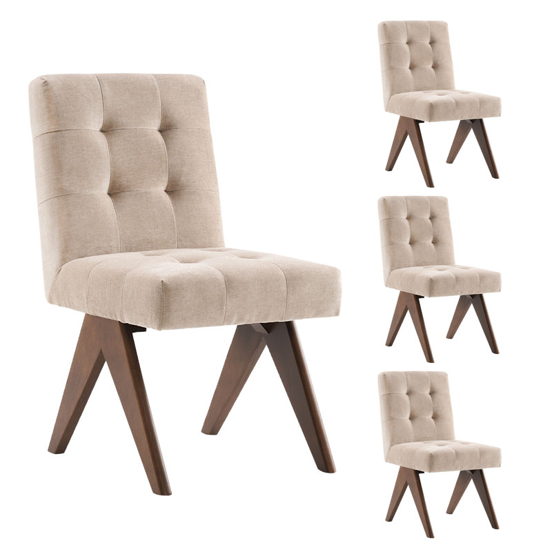 Chaise d'appoint rembourrée Nieck, Havane clair, 4