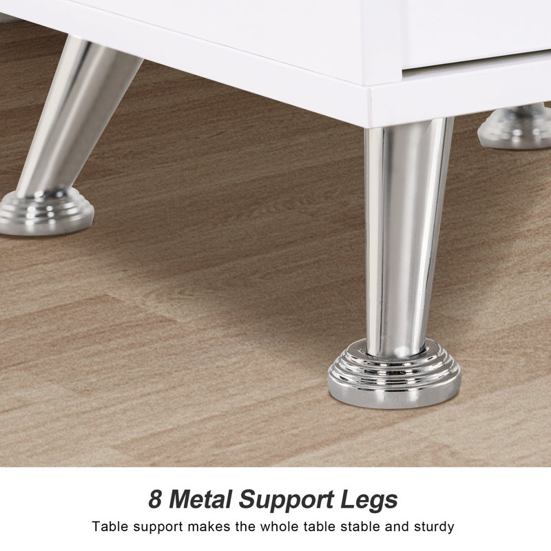 White Ergonomic Manicure Table with Drawers and Shelves