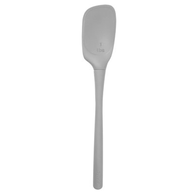 Tovolo Flex-Core Deep Spoonula All Silicone with Built-In Measuring for Cooking, Oyster Gray