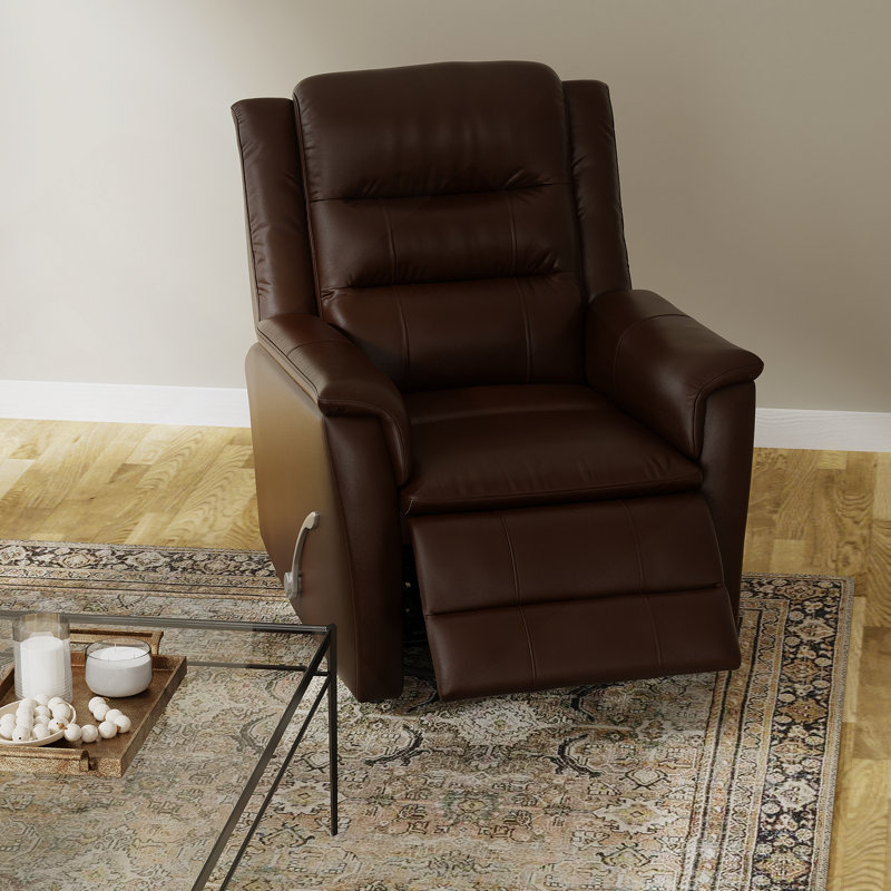 Fauteuil inclinable et oscillant Global Home, Cuir fleur brun
