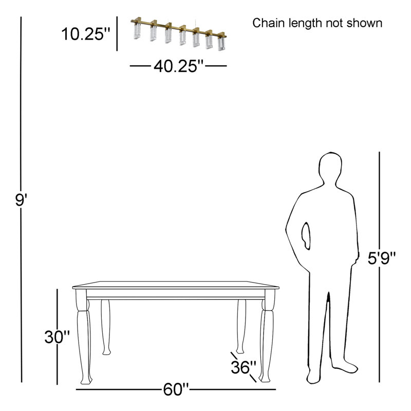 Sorrento 40-in 7-Light Plank Pendant Height Adjustable ETL Certified LED Linear Chandelier