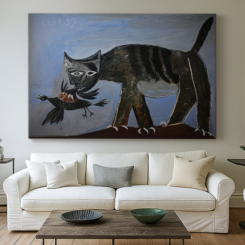 Chat dévorant un oiseau - Pablo Picasso - Toile tendue avec châssis - 1939, 40 po x 60 po
