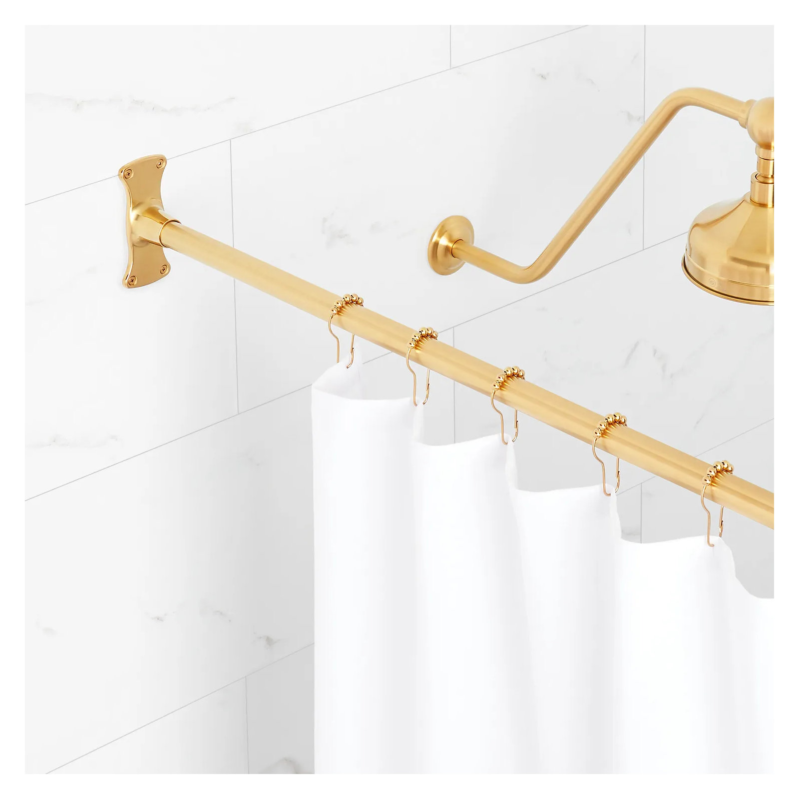 72" Brass Straight Shower Curtain Rod, Brushed Gold