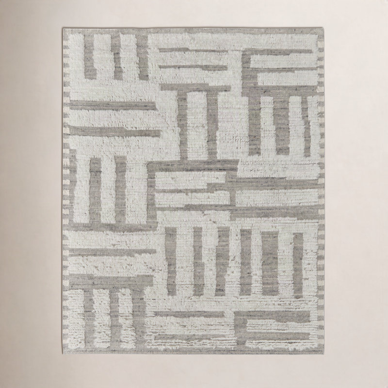 Ashby Wool Geometric Area Rug in Gray, Rectangle 3'6" x 5'6"