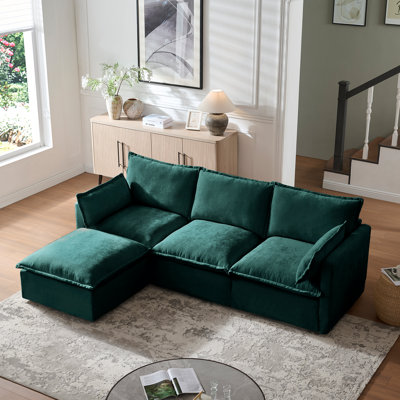 Canapé modulaire 93,31 "pour salon, canapé moderne en forme de L avec repose-pieds mobile, ensemble de canapé 4 places pour appartement, bureau