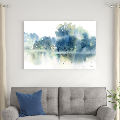 «Blue Pond Reflections» par Katrina Pete - peinture sur toile tendue