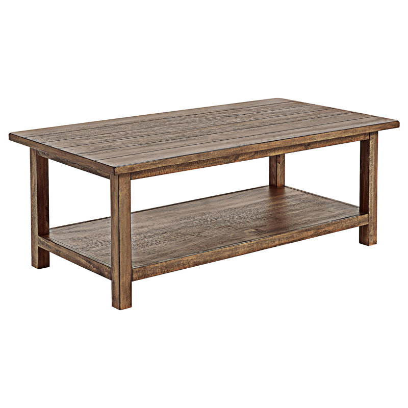 Table basse en bois avec tablette, Brun délavé