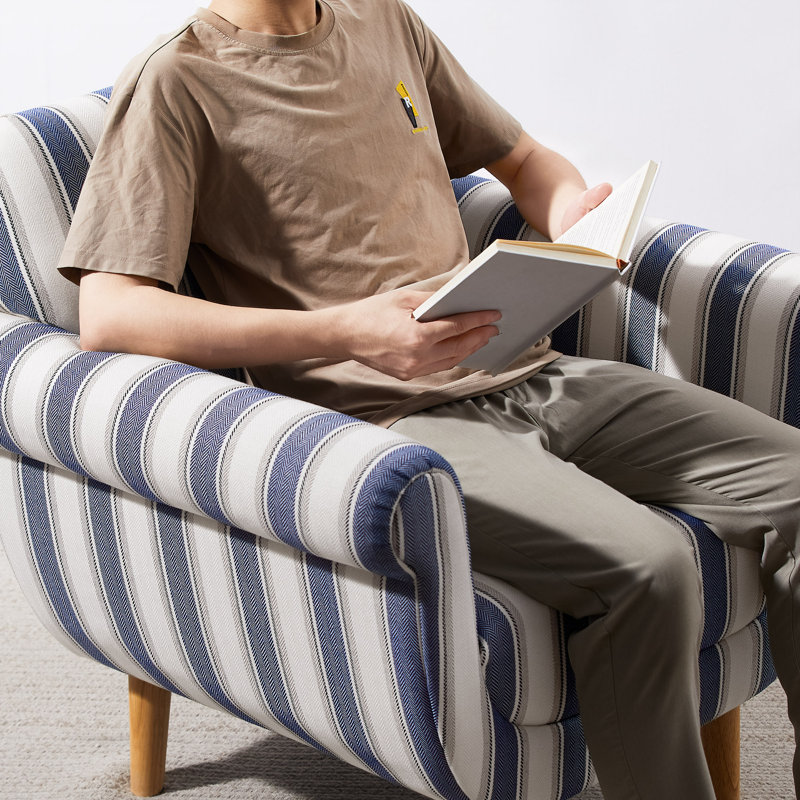 29.92In Linend Fabric Accent Chair, Navy Blue Linen