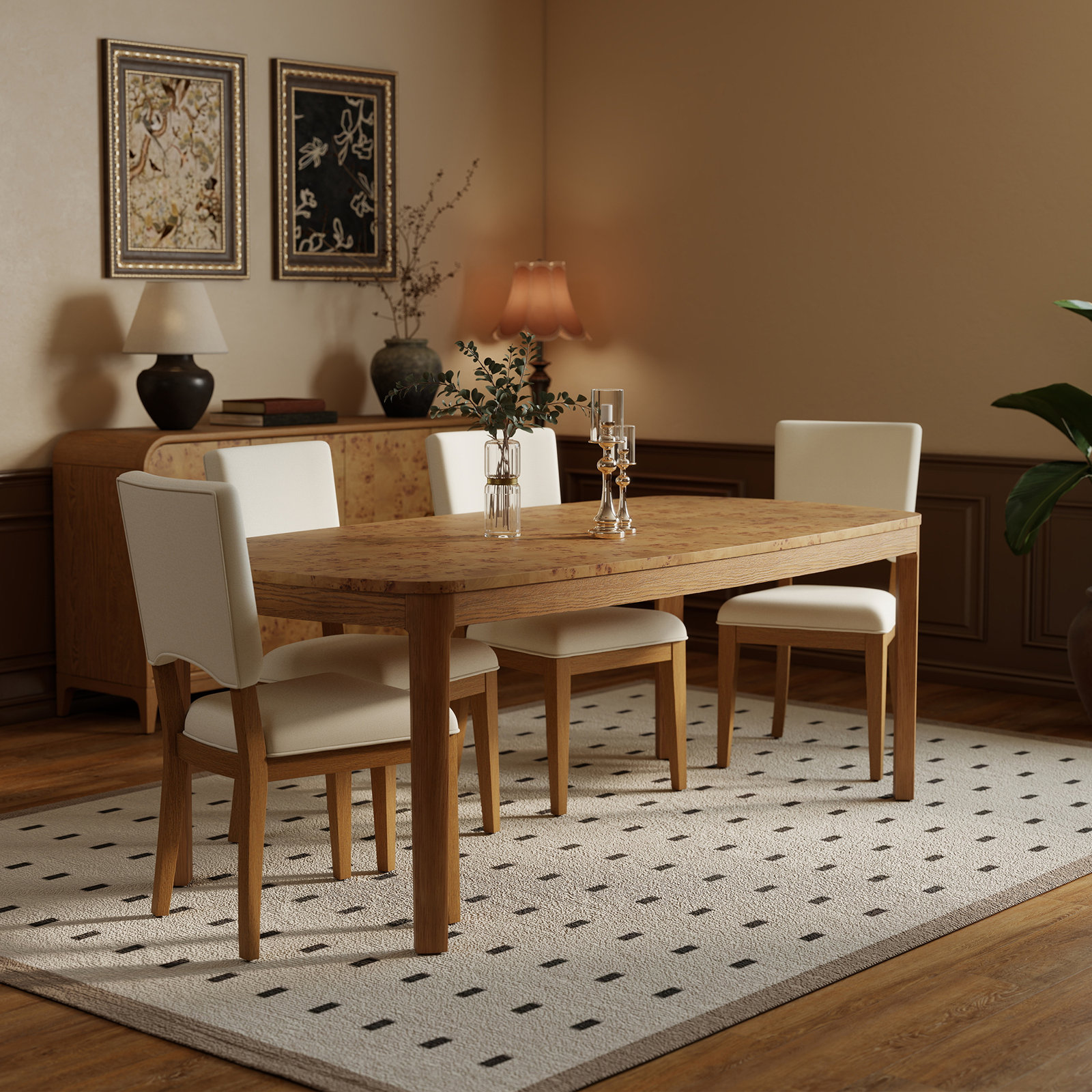 Adden Burl Wood 82" Dining Table