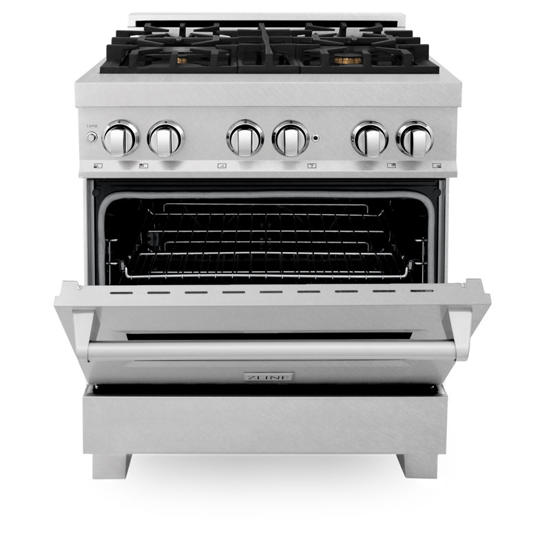 ZLINE 30" Legacy Dual Fuel Range, Brass Burners Satin Stainless Steel