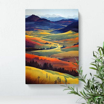 Watercolour Meadow Landscape No.4 - Wrapped Canvas