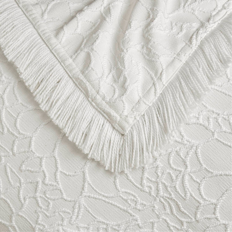 Ensemble de couvre-lit très grand 3 pièces, Couvre-lit grand et 2 taies décoratives, Blanc