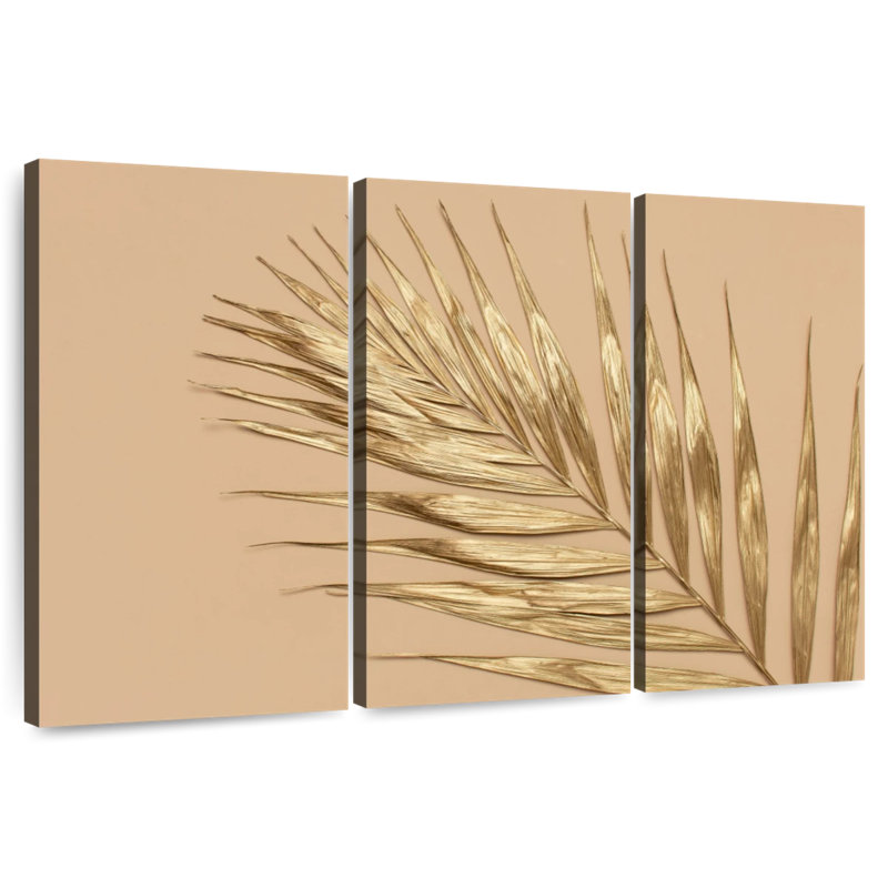 Feuille de palmier Harnek en or, H 42 po x l 65 po