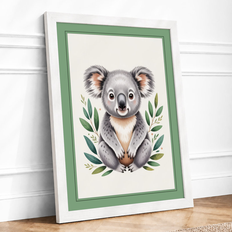 Koala Among Eucalyptus Botanical - Framed Print, A4 - 29.7 x 21.0 cm, White