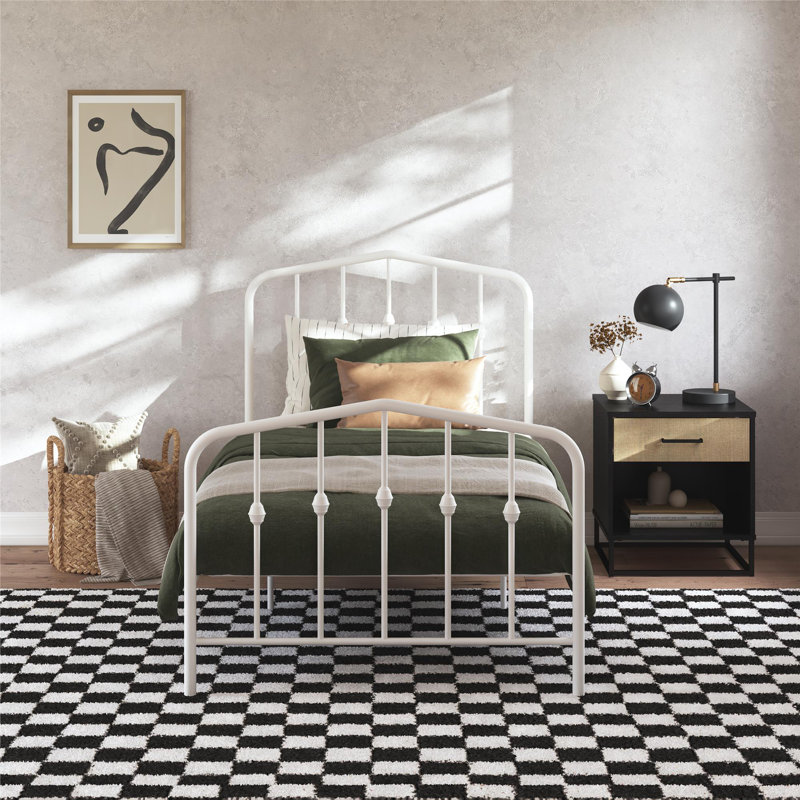 Lit plateforme en métal Bushwick, Blanc, Simple